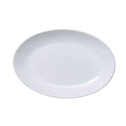 Deep Coupe Platter features a durable porcelain construction with a rolled edge and deep oval shape, tailored for commercial foodservice use. Ideal for serving appetizers, salad and other hot meals. Elevate your dining experience with the high quality affordable restaurant dinnerware.