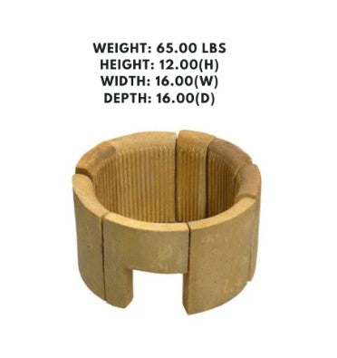 16-inch chamber brick set with flue, heat-resistant bricks for insulation and airflow in kilns, ovens, or furnaces.