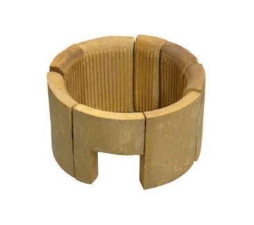 18-inch 3-ring brick set with flue, designed for heat insulation and airflow in industrial ovens, kilns, or furnaces.