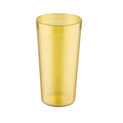 20oz amber poly tumbler with pebbled texture, shatter-resistant, stackable, dishwasher-safe, ideal for restaurants, cafeterias, and events. Comes in a 12-pack for foodservice efficiency.