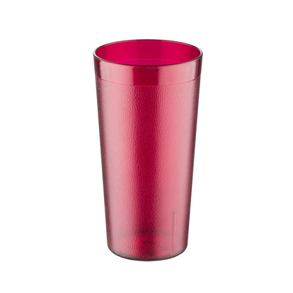 20oz red poly tumbler with pebbled grip texture. Scratch-resistant, stackable, and dishwasher-safe. Made for restaurants, schools, and healthcare. 12-pack bulk for foodservice use.