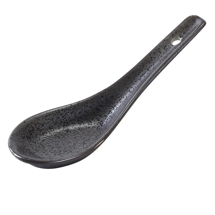 This spoon is ideal for serving and stirring a variety of dishes. Measuring 5.50 inches long, this spoon is made of durable porcelain with a sleek black finish, adding a sophisticated touch to your dining experience. It’s dishwasher, oven, and microwave safe, making it both practical and easy to clean for everyday use in restaurants, cafes, and home dining. High quality and affordable restaurant dinnerware.