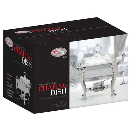 508 - 4qt Crown Stainless Steel Half-size Chafer