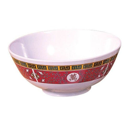EcoQuality Asian Style Noodle Bowl is made from durable and reliable melamine material. You can use these unique round bowls to serve such dishes like rice, miso soup, noodles or salads. Thanks to the elegant Longevity collection style, the bowl will perfectly fit any food-serving establishment design. High quality affordable restaurant and household dinnerware.