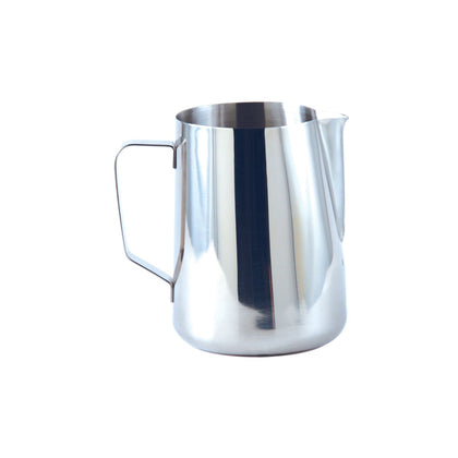 70oz stainless steel frothing pitcher with ergonomic handle and precision spout for latte art and milk steaming. Built from durable 18/8 stainless steel for cafés, baristas, and home brewers.