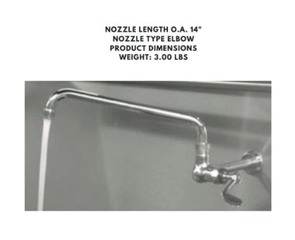 8-1/2 inch shank faucet with 6 inch spout, designed for sink installation.