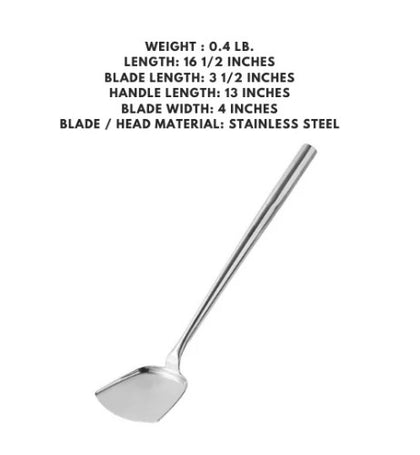 Medium-sized all stainless steel shovel for kitchen use, sold by the dozen.