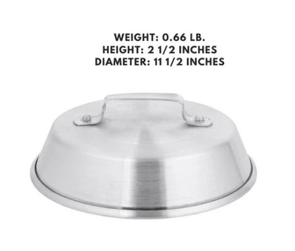 Set of 12, 11-inch aluminum wok covers, perfect for sealing in heat and moisture during cooking.