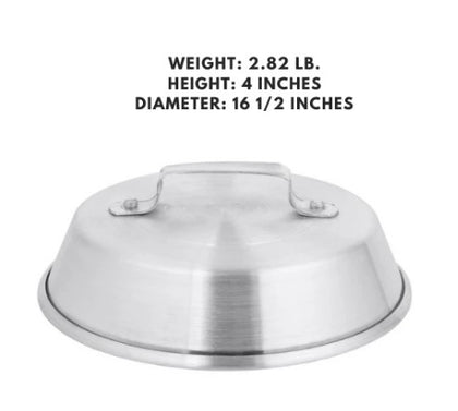 Set of 12, 17-inch aluminum wok covers, designed to trap heat and moisture for efficient cooking.