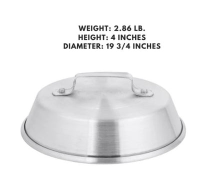 Set of 12, 20-inch aluminum wok covers, designed to seal in heat and moisture for efficient cooking.