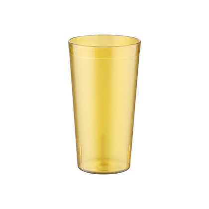 Amber 12oz poly tumbler with pebbled texture for a secure grip. Durable, break-resistant, and dishwasher-safe. Ideal for cafes, restaurants, and events. 12-pack for convenient bulk purchasing.