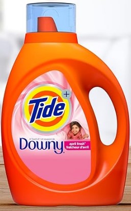 Tide Liquid HE Laundry Detergent with Downy April Fresh, 84 oz, 64 loads, Case of 4 for deep cleaning and long-lasting softness.