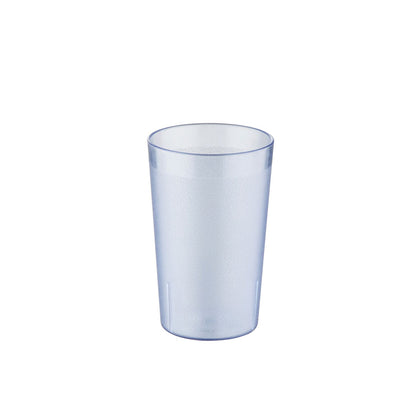 Blue 10oz poly tumbler with pebbled texture for added grip. Durable, break-resistant, and dishwasher-safe. Stackable design. Ideal for restaurants, cafes, and events. Sold in a 12-pack for bulk purchasing.
