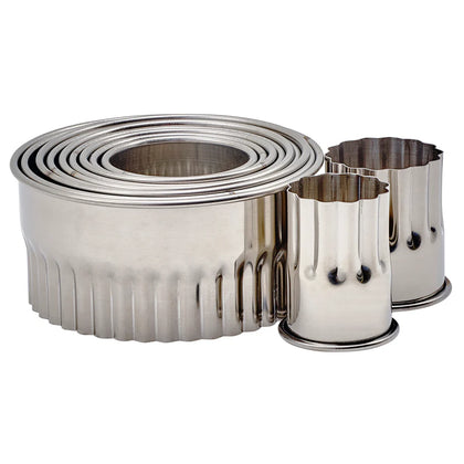 CST-1 to CST-22, 11pc S/S Fluted/Plain Round Cookie Cutter Sets