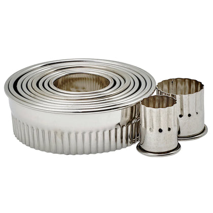 CST-1 to CST-22, 11pc S/S Fluted/Plain Round Cookie Cutter Sets