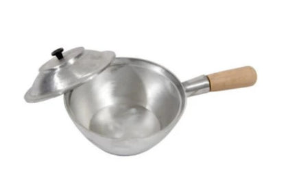 Cast aluminum hot pot with a cover, perfect for simmering soups, stews, and hot pot meals. Durable and heat-efficient design.