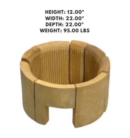 Chamber Brick Set No Flue - 22” - A 22-inch brick set designed for use without a flue, ideal for creating a solid, functional chamber.