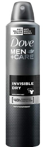 Dove Men+Care Body Spray Antiperspirant Deodorant Invisible Dry 150 ml – 48h sweat & odor protection without white marks or yellow stains