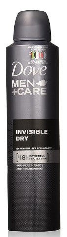 Dove Men+Care Body Spray Antiperspirant Deodorant Invisible Dry 250 ml – 48h sweat & odor protection without white marks or yellow stains