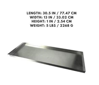Galvanized drip pan measuring 19-1/4