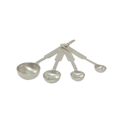 Stainless steel heavyweight measuring spoon set, 4-piece, packed by 240 sets per case. Durable, accurate, rust-resistant—ideal for commercial kitchens, bakeries, and food service prep areas.