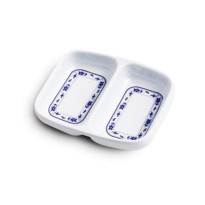 Yanco Double Sauce Dish PO-1102 is a perfect solution to serve sauces, dips, spices, and herbs that accompany the oriental dishes in your food-serving establishment. Thanks to the high-quality, reliable and affordable melamine material, these sauce dishes can With stand the heavy commercial use. While looking like they are handmade ceramics such dishes won't chip, break, or stain. The Peony collection is performed in Chinese style, that will perfectly fit most of the establishments' designs.