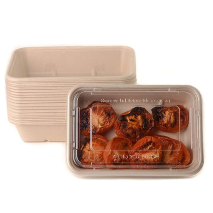 Compostable Rectangular Food Containers with Lids, Ecofriendly Take- Out, Made With Bagasse