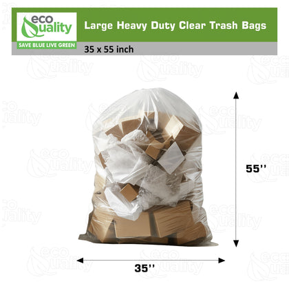 Large Heavy Duty Clear Trash Bags 35x55 inch