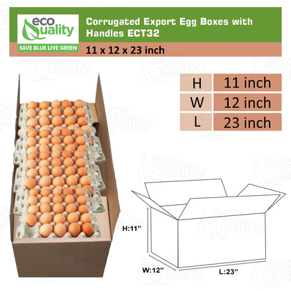 Corrugated Carboard Export Egg Boxes with Handles ECT32 Fits 30 Dozen Eggs