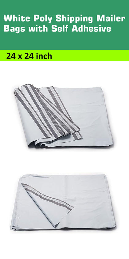 24x24 Large White Postal Poly Shipping Bags - Envelope Mailer with Self Adhesive, Waterproof and Tear-Proof