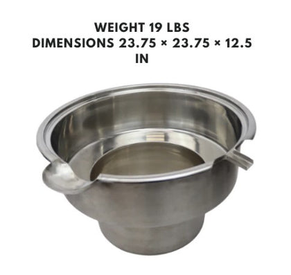 20-inch pot with overflow and filler, designed for efficient cooking and easy drainage in commercial kitchens.