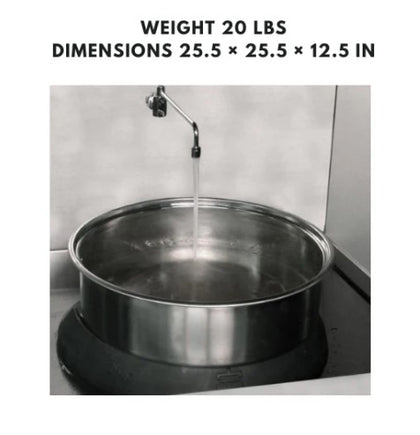 22-inch range top stockpot, designed for large-scale cooking on commercial stoves with efficient heat distribution.