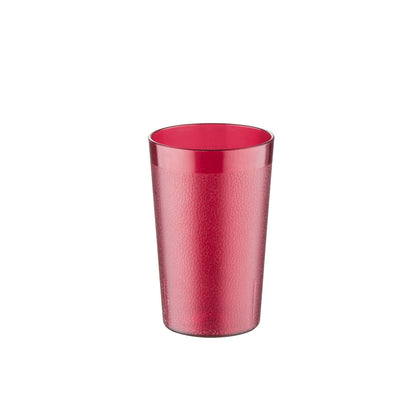 Red 10oz poly tumbler with pebbled texture for secure grip. Durable, break-resistant, and dishwasher-safe. Vibrant color and stackable design make it perfect for restaurants, cafes, and events. 12-pack.