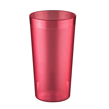 Red 32oz poly pebbled tumblers with slip-resistant grip and durable construction. Ideal for restaurants and cafeterias. Sold in a 12-pack for efficient drink service and easy storage.