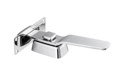 Small door latch (SM) designed for secure closure on cabinets, steamers, or kitchen equipment.