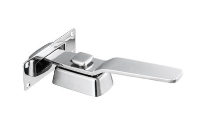 Small door latch (SM) designed for secure closure on cabinets, steamers, or kitchen equipment.