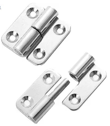 Stainless steel left-side hinge (SM/PR/YF), designed for durability and secure mounting in commercial equipment or appliances.