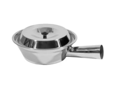 Stainless steel hot pot with a cover, perfect for cooking soups, stews, and hot pot meals. Durable and easy to clean.