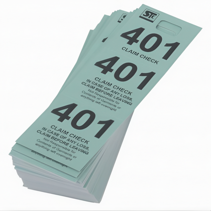 Blue Coat Room Check Tickets, Stanton Trading, cardboard triplicate tickets, durable and easy to write on, 1 box; ideal for efficient and organized coat check operations in restaurants, hotels, and event venues.