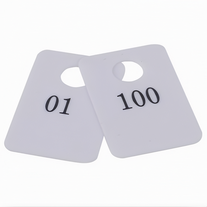 Coat Room Checks Numbered 1–100, Stanton Trading, plastic with hanger hold and