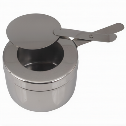 Fuel Holder with Cover, Stanton Trading, stainless steel, durable construction, includes snug-fitting cover, fits all chafer frames; ideal for safely holding fuel cans and maintaining heat in buffet and catering setups.