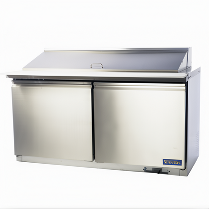 Two-Section Sandwich/Salad Mega Top Refrigerator, Stanton Trading, includes (24) 1/6 pans (4