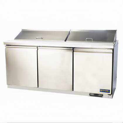 Three-Section Sandwich/Salad Top Refrigerator, Stanton Trading, includes (18) 1/6 pans (4