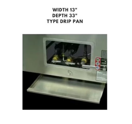 Stainless steel (S/S) drip pan measuring 13
