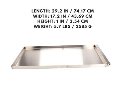 Stainless steel (S/S) drip pan measuring 16-1/4