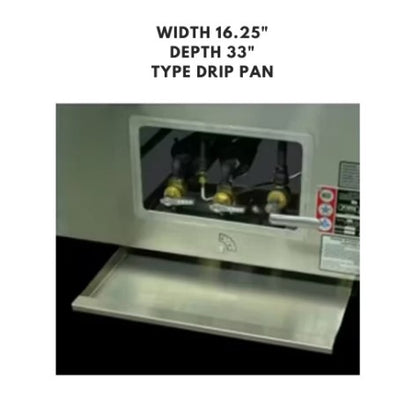 Stainless steel (S/S) drip pan measuring 16-1/4