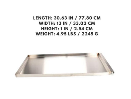 Stainless steel (S/S) drip pan measuring 13