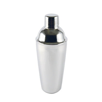 Stainless steel 3-piece super cobbler cocktail shaker 28 oz with built-in strainer and cap; durable, rust-resistant, large capacity ideal for professional bartenders and home use; packed 12 each per case.