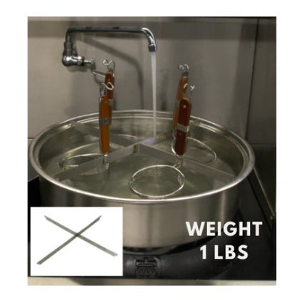 20-inch stainless steel 'X' rack for stockpots, designed for optimal heat distribution and efficient steaming.