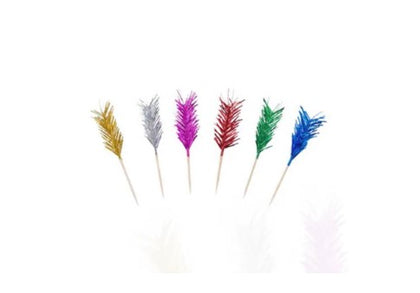 Box of 50 tall frill picks, colorful and decorative picks perfect for garnishing drinks, appetizers, and adding a vibrant touch to parties.